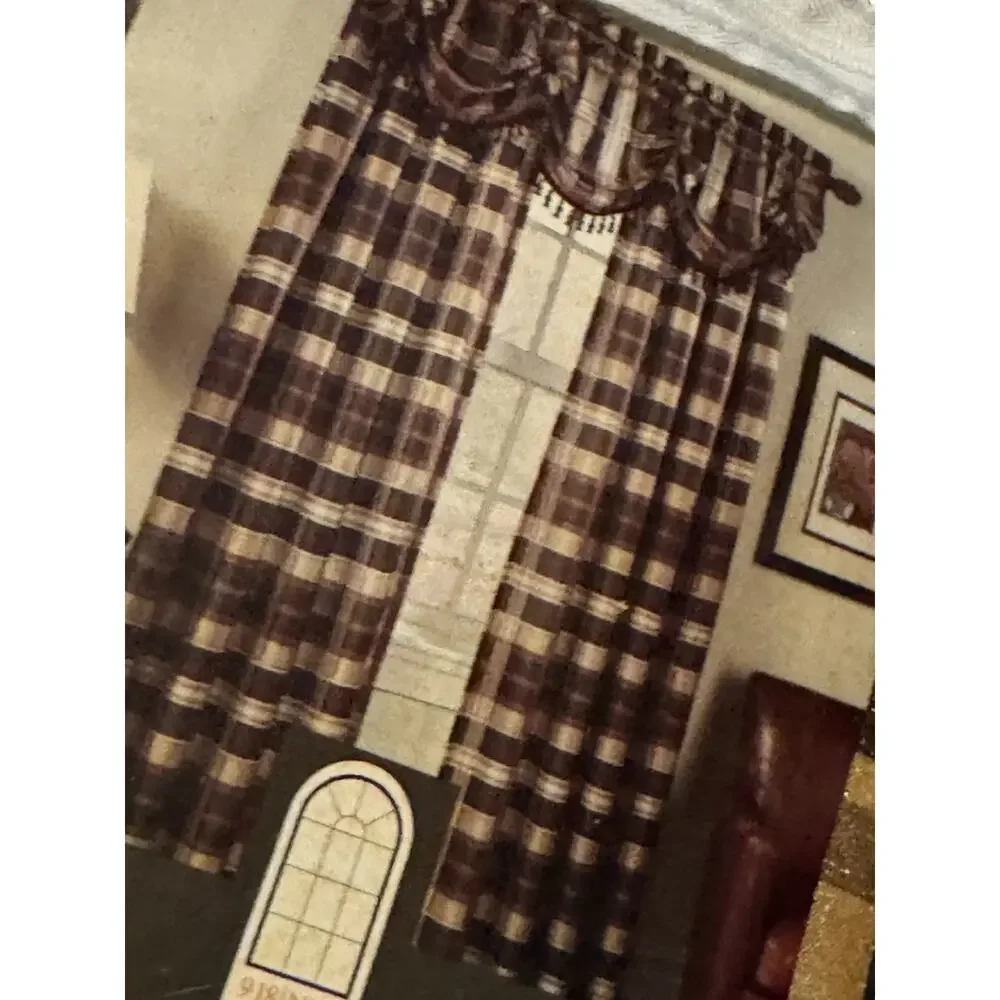 Fortune Plaid Curtain Panels Lot of 2 54x84 Chocolate Brown JCPenney Rustic‎